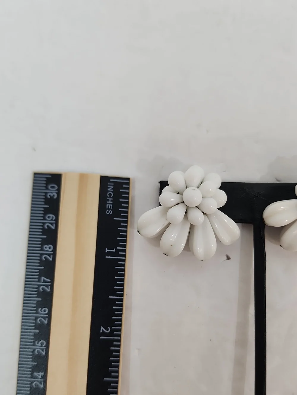 Vintage Western Germany White Milk Glass Flower Clip Earrings